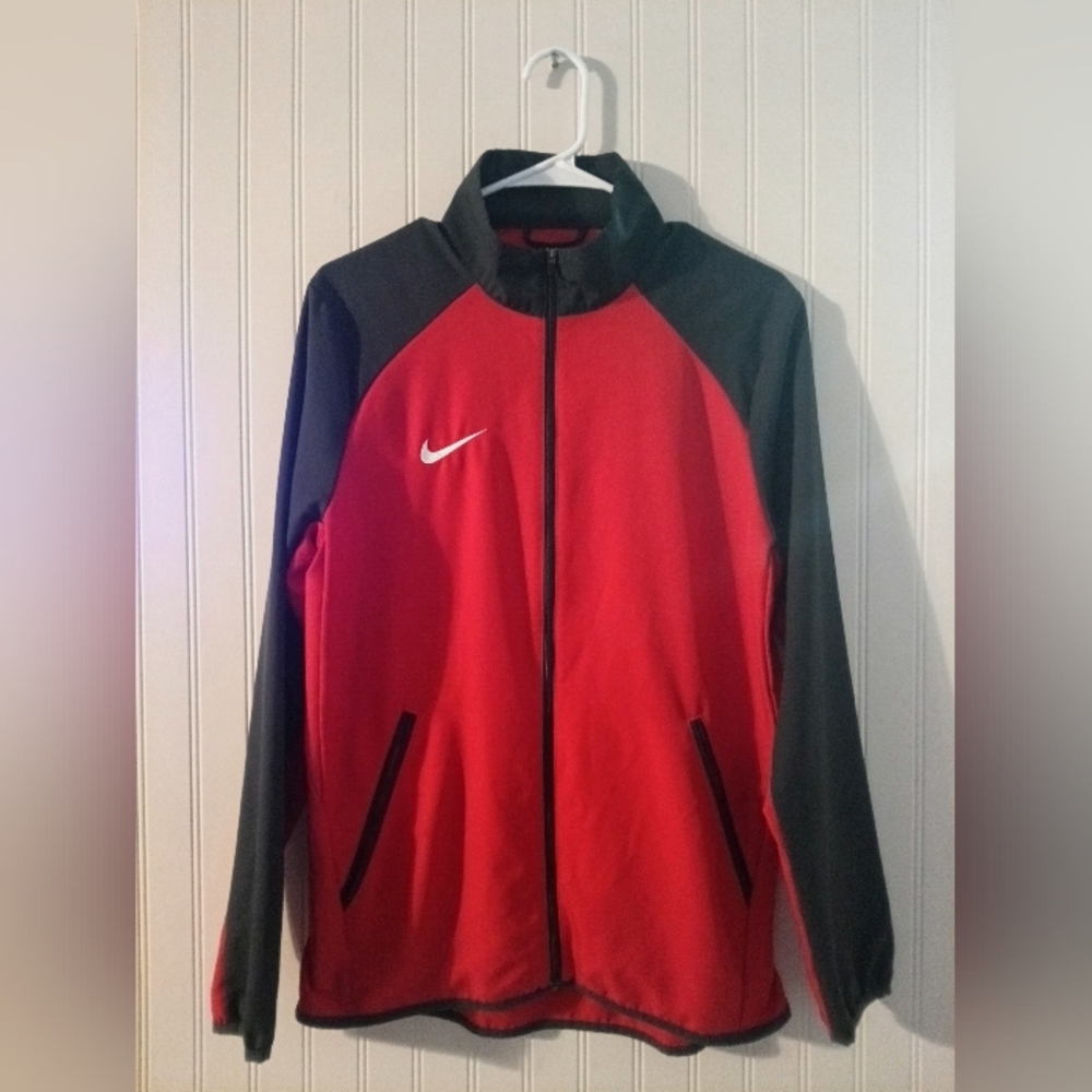 Nike Mens Dri-Fit Red Black Full Zip Jacket Small